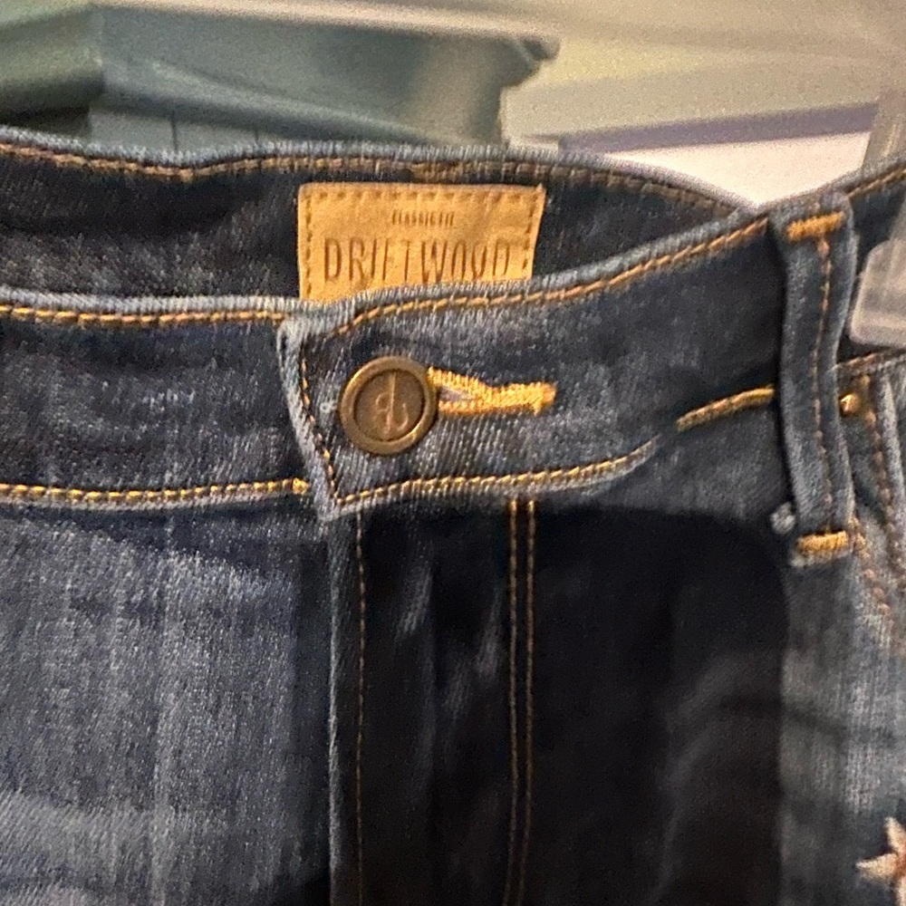 DRIFTWOOD Floral Embroidered Blue Flare Jeans Women’s size 31. Classic fit. - Picture 2 of 14